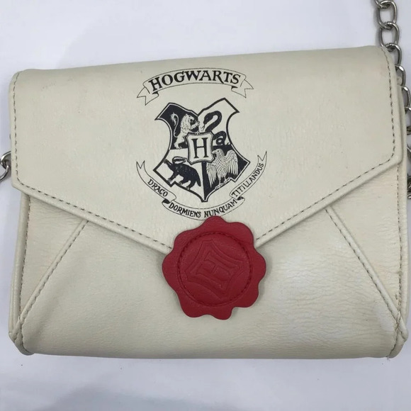 Harry Potter Hogwarts Purse Shoulder Bag Handbag Ivory Red Green Envelope Gift - Picture 3 of 10